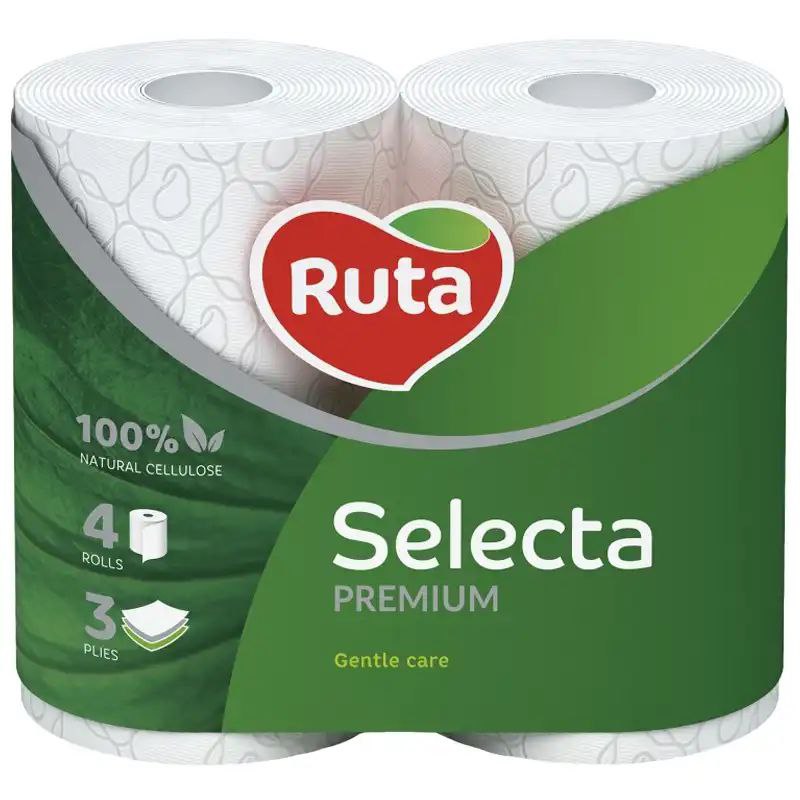 Папір туалетний Ruta Selecta 3-шар білий 4рул/уп